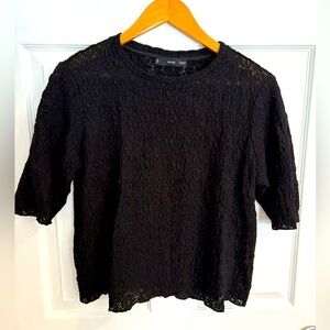 Mango Sheer Lace Women's Top in Black